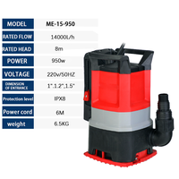 Pompe de vidange submersible QY haute pression 950W 220V 14m³/h entièrement automatique pour maison et garage, moteur en acier inoxydable, câble de 6m, faible aspiration