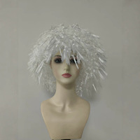Perruque afro blanche Einstein COS, best-seller transfrontalier, avec base en polyuréthane et bonnet en filet de soie K/P - Vente directe usine