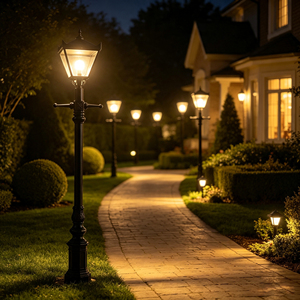 Farolas de Calle de Estilo Europeo de Lujo con Cestas de Flores en Ambos Lados, Luces Decorativas LED Eléctricas para Jardín y Paisaje - Product Image 6