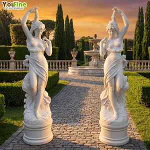 Statue de femme en marbre <span class=keywords><strong>blanc</strong></span> sculptée à la main, taille réelle, sculpture de jardin, figure de dame classique, décoration extérieure pour villa, patio, pelouse - Product Image 2
