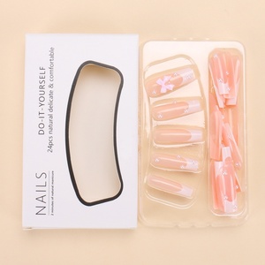 Uñas Postizas Rectangulares con Lazo <span class=keywords><strong>de</strong></span> Perlas, Estilo Francés, Producto Terminado, Popular en <span class=keywords><strong>Europa</strong></span> y América - Product Image 4