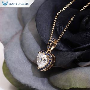 Tianyu Gems 6,5*6,5mm Corte de corazón DEF VVS1 Moissanite 10K 14K 18K Collar de oro sólido amarillo - Product Image 6