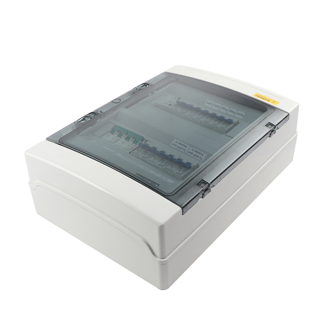 3 Phase 1000VDC Solar PV Combiner Box, IP65 Waterproof Plastic Enclosure, 24 Way Circuit Breaker, Charging Pile Protection