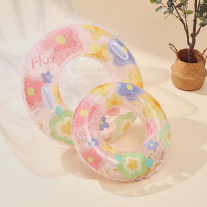Flotador inflable con estampado de flores, extra grande y grueso, para adultos y niños, para usar en parques acuáticos. - Product Image 2