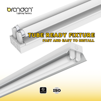 Tube LED UL T5 T8 prêt à l'emploi, 2FT 4FT, double tube, haute luminosité avec ailettes réflectrices pour bureaux commerciaux et couloirs