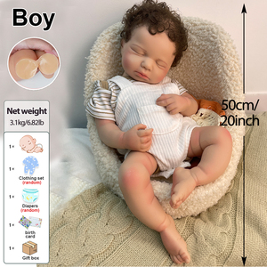 ตุ๊กตาซิลิโคนรีบอร์นแบบยืดหยุ่นทั้งตัว ขนาด 20 นิ้ว รุ่น Loulou สามารถใช้จุกนมหลอกได้  ผิวสีและทรงผมเสมือนจริง  สร้างตามหลักกายวิภาค - Product Image 4