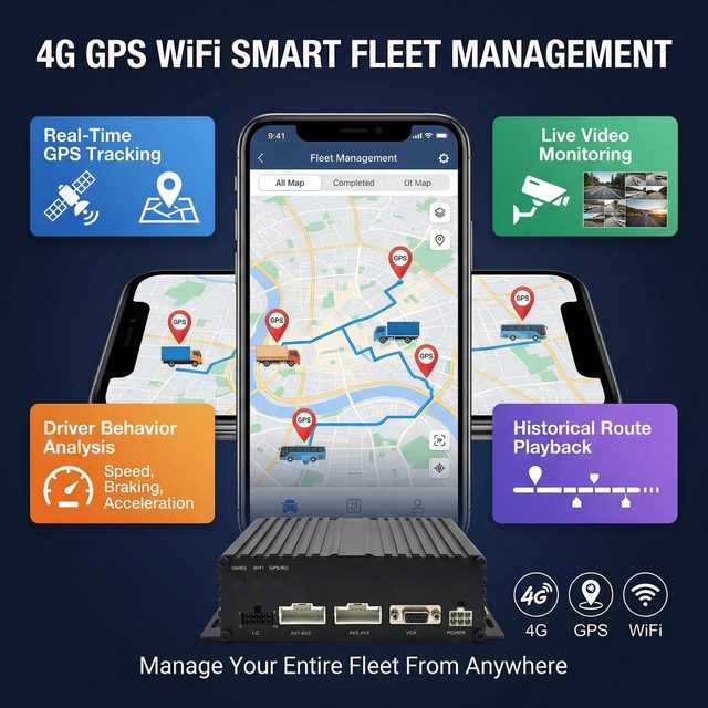 8 Channel 1080P Mobile DVR MDVR 4G GPS WiFi Driver Behavior Monitoring Fleet Management HDD Truck School Bus RV 1 Year