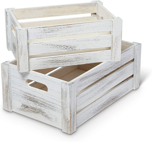Handmade Distressed Wooden Crates Decorative Vintage Wooden Boxes for Storage Display Boxes