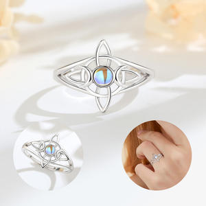 Bague Merryshine en argent sterling 925 avec pierre de lune, nœud celtique porte-bonheur, bijoux irlandais, bague nœud irlandais - Product Image 5
