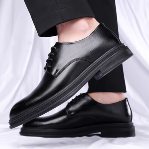 Chaussures habillées pour hommes en cuir Oxford à bout rond, semelle en caoutchouc antidérapante, printemps - Product Image 4