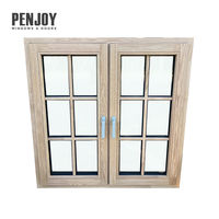 Fenêtres en bois de chêne de conception moderne au prix d'usine Penjoy, ouverture horizontale à battants avec verre trempé pour l'isolation thermique de la cuisine