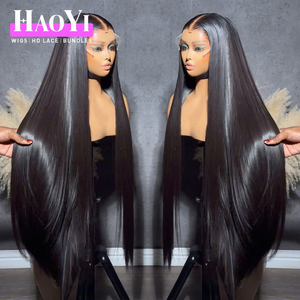 Pelucas de Cabello Humano con Encaje HD, Densidad 250, Pelucas de Cabello Humano de 30 Pulgadas de Largo, Pelucas con Frente de Encaje, Cabello Humano Chino Virgen Liso, Sin Pegamento - Product Image 1