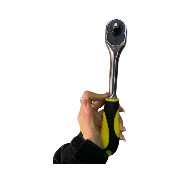 72 Tooth Bidirectional Ratchet Socket Wrench with Straight and Curved Handle Sleeves for Automotive Repair and Removal