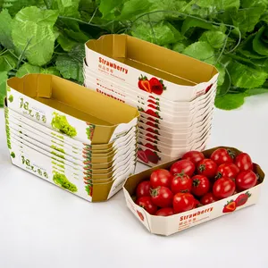 Fabriek Prijs Aangepaste Milieuvriendelijk Papier Cherry Blueberry Tomaat Aardbei Fruit Verpakking Gift Box Tray