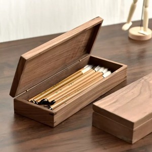 Caja de papelería rectangular de madera de nogal hecha a medida, organizador de almacenamiento para uso en escritorio de oficina - Product Image 2