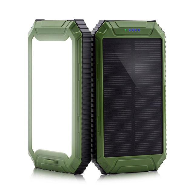 High Capacity 10000mAh Solar Ultra Slim Portable Mobile Phone Charger Double USB 5V Micro USB LED Powerbank for Smartphones