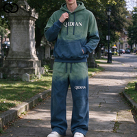 Ensemble de survêtement personnalisé pour hommes, style rétro streetwear, imprimé dégradé délavé, sweat à capuche oversize, pantalon en molleton élastique, OEM