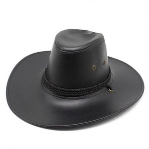 Chapeau de cowboy occidental ethnique en cuir PU unisexe, chapeau de pêche d'été pour l'extérieur, chapeau de soleil pour les voyages en plein air - Product Image 3