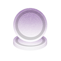 Ensemble de vaisselle de fête à paillettes dégradées violettes - Assiettes, gobelets, serviettes et couverts jetables pour anniversaire, mariage, décoration de baby shower