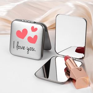 Miroir de poche personnalisé en argent, miroir pliable double face, miroir de maquillage en acier inoxydable avec logo - Product Image 4