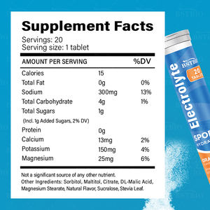 טבליות אלקטרוליטים תוססות בטעם פירות ללא סוכר של BSTBIO, מותג פרטי, 20 טבליות/שפופרת - Product Image 6