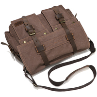 Sac à Bandoulière Vintage en Cuir Véritable Crazy Horse Toile pour Homme Sacoche pour Homme Sac de Facteur