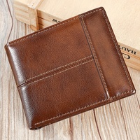 Nouveaux portefeuilles en cuir véritable vintage pour hommes, portefeuilles courts de haute qualité pour hommes d'affaires, porte-monnaie, porte-cartes de crédit, portefeuilles pour hommes