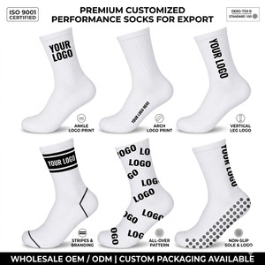 Calcetines Deportivos Personalizados con Logotipo, de Algodón, Blancos y Negros, para Hombre y Mujer, Material Dryfit para Exteriores - Product Image 1