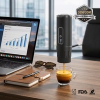 Machine à café expresso portable auto-chauffante compatible avec les capsules NS DG et le café en poudre pour le camping, les voyages, la voiture, le bureau