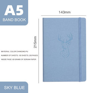 Carnet en cuir PU imprimé avec logo personnalisé, <span class=keywords><strong>couverture</strong></span> <span class=keywords><strong>rigide</strong></span> A5, papier plus épais, impression couleur, vente en gros, avec sangle élastique - Product Image 5