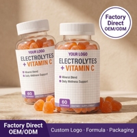 Complément alimentaire en bonbons gélifiés électrolytiques sans sucre, enrichi en vitamines, pour l'hydratation, haute qualité, 60 gommes, 180g, Fourniture OEM ODM