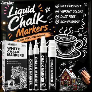 Lot de marqueurs à <span class=keywords><strong>craie</strong></span> liquide blanche OEM effaçables à l'eau pour étiquettes de vitrine, tableaux de menu de café - Product Image 6