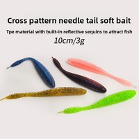 Leurre souple bionique flottant à motif croisé et queue en forme d'aiguille, en TPE, imitation réaliste de leurre pour bar, sans hameçons