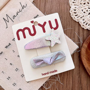 Stile coreano in argento dolce forcina con fiocco per ragazze in tessuto forcina per bambini - Product Image 6