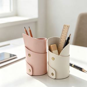Foldable <b>Pen</b> Organizer Faux Leather Roll-Up <b>Pen</b> Holder Portable Desk Organizer for Office School - Product Image 1