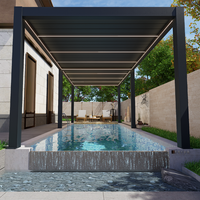 Pergola en aluminium personnalisée Pergola de piscine imperméable à l'eau auvent persienne toit extérieur de luxe Gazebo avec bande de LED