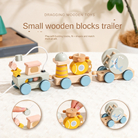 Jouet train à tirer en bois, remorque animaux de la forêt, labyrinthe de perles, trieur de formes Montessori, jouet d'éveil pour tout-petits