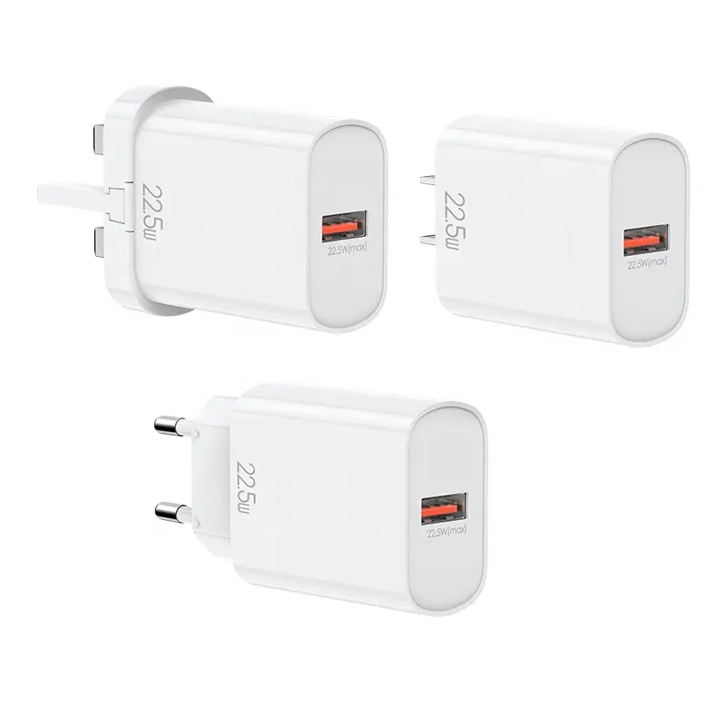 Travel wall charger USB-A port 22.5W fast charging capability travel power supply chargers adapters for mobile devices