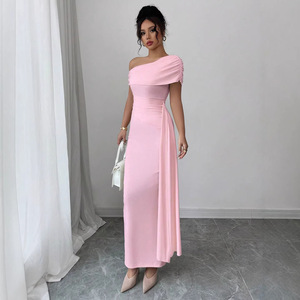 Abito da donna estivo 2026 transfrontaliero euroamericano, <span class=keywords><strong>lungo</strong></span>, elegante, a vita alta, con cintura, senza spalline e senza schienale - Product Image 2