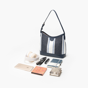 Bolso Bandolera de Lona a Rayas para Mujer, Bolso de Hombro Estilo Hobo, Gran Capacidad, Casual, para Viaje - Product Image 6