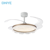 Ventilateur de plafond moderne de luxe doré de 42 pouces avec télécommande, moteur DC, 6 vitesses, pales rétractables, ultra-silencieux