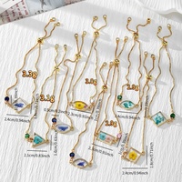 Gelang Bunga Kering yang Dapat Disesuaikan, Liontin Resin Bunga Asli, Rantai Berlapis Emas, Gelang Wanita, Perhiasan Bunga Boho, Hadiah