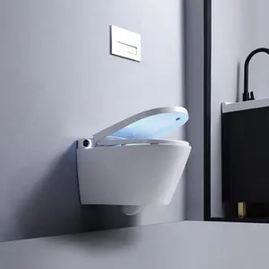 Hochwertige intelligente Bidet Fabrik Preis Dusche Toilette Fuß Sensation Flushing Wall Hung Smart Toilette Einteiliges Badezimmer