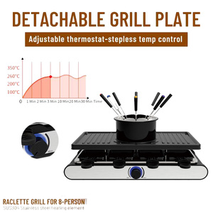 GS CB pemanggang Raclette BBQ dalam ruangan elektrik dengan Pot Fondue tanpa asap dan antilengket PTFE untuk penggunaan rumah tangga dan rumah - Product Image 4