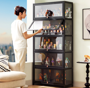 خزانة عرض أكريليك قابلة للقفل مقاومة للأتربة رف تخزين بانورامية للتماثيل والحلي وعرض خزانة كتب معدنية - Product Image 5