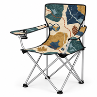 Chaise de camping portable robuste avec accoudoirs, porte-gobelet et motif logo personnalisé pour la découverte de la nature (vente en gros)