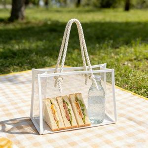 <b>Large</b> Capacity Transparent Pvc Jelly Tote - Women's Waterproof Shoulder <b>Bag</b> With Detachable Pouch for Daily Use - Product Image 4