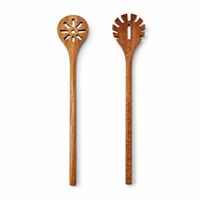 Cuillère écumoire en bois d'acacia de qualité alimentaire, antiadhésive, pour friture et pâtes