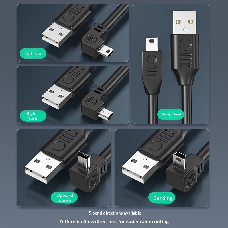 Mini USB Copper Conductor Extension Cable up Down Left Right Elbow T ...