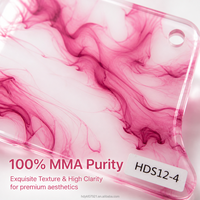 Plaque acrylique PMMA rose marbré nacré, résistante aux UV, 3 mm, 1065x650 mm, service de découpe, motif aquatique fantaisie